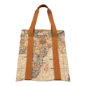 Authentic Prima Classe Alviero Martini Shoulder Bag Hand Map Bucket Tote A1